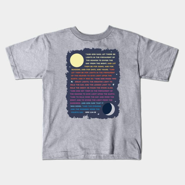 Genesis Sun Moon & Stars Kids T-Shirt by ARI-ADS, LLC